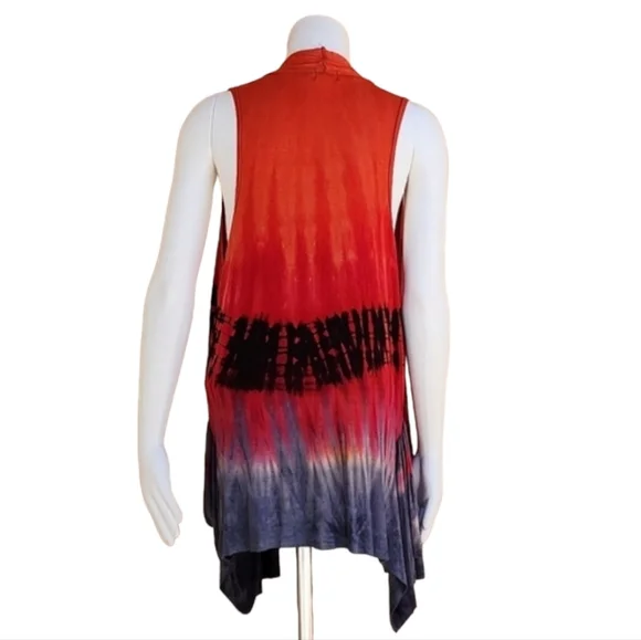 ART OF CLOTH VINTAGE Tie Dye Ombre Vest M L Sleeveless Cardigan Tunic Lagenlook - Picture 9 of 16